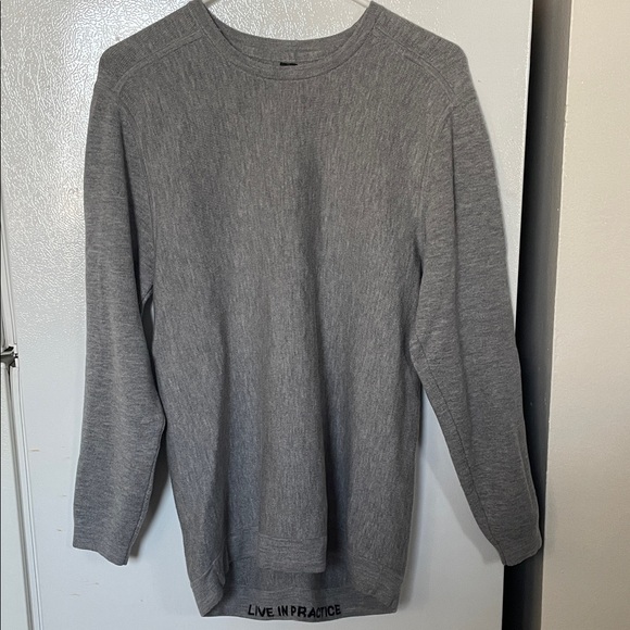 lululemon athletica Sweaters - Lululemon Gray Crewneck Sweater Live In Practice Logo‎ Tag See Measurements
